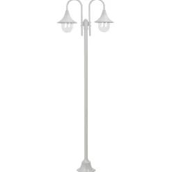 vidaXL Paalverlichting tuin E27 220 cm aluminium wit 2-delig