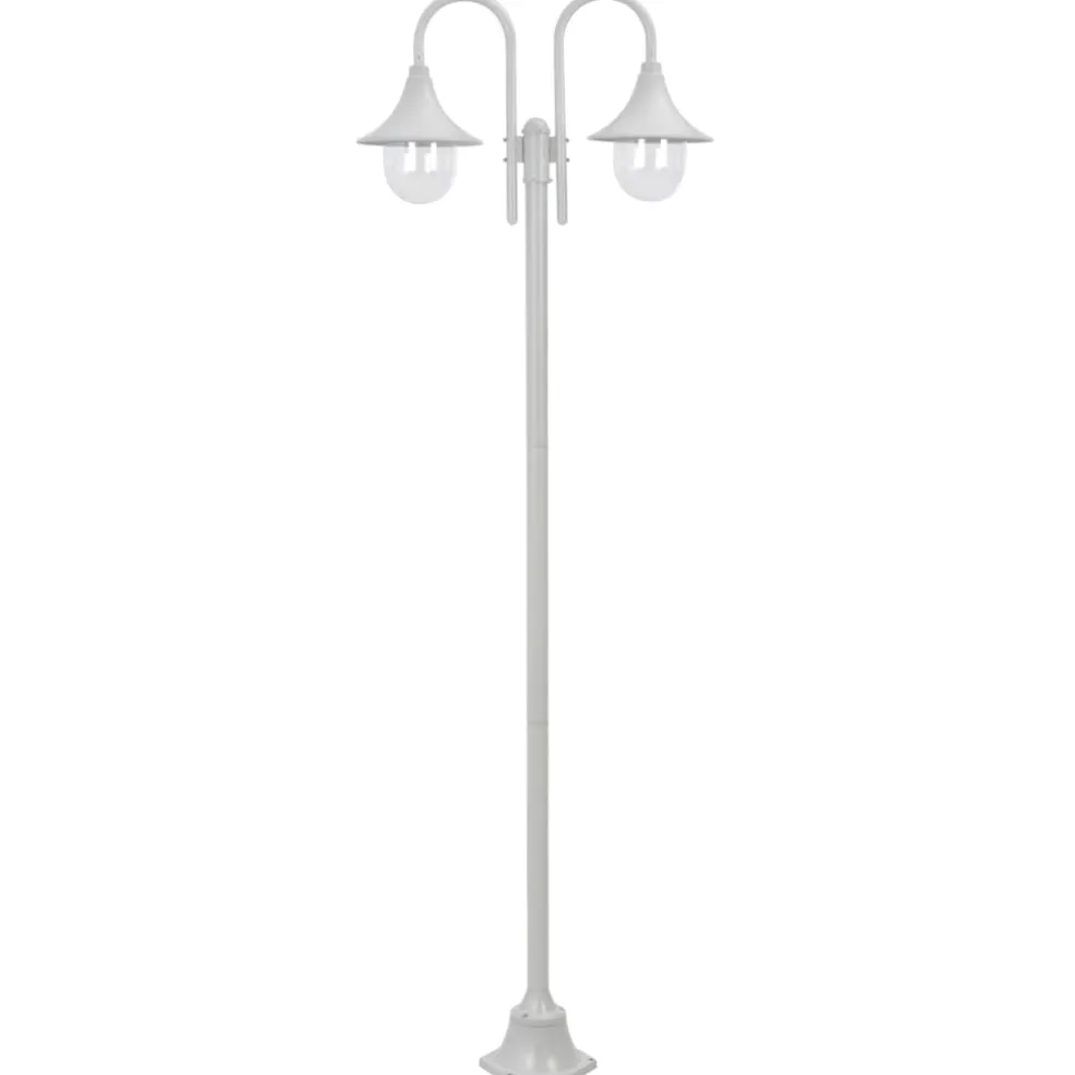 vidaXL Paalverlichting tuin E27 220 cm aluminium wit 2-delig