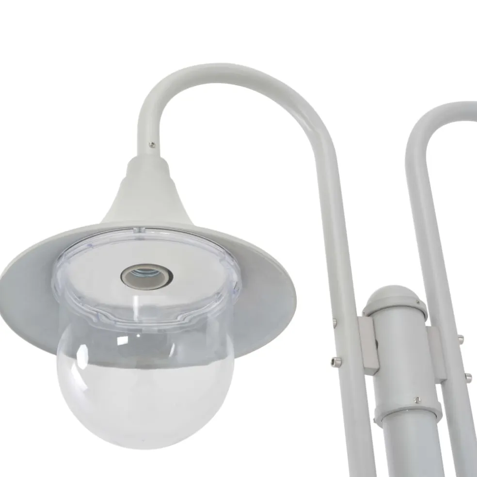 vidaXL Paalverlichting tuin E27 220 cm aluminium wit 2-delig