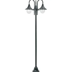 vidaXL Paalverlichting tuin E27 220 cm aluminium donkergroen 3-delig