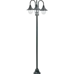vidaXL Paalverlichting tuin E27 220 cm aluminium donkergroen 3-delig