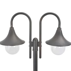 vidaXL Paalverlichting tuin E27 220 cm aluminium brons 2-delig