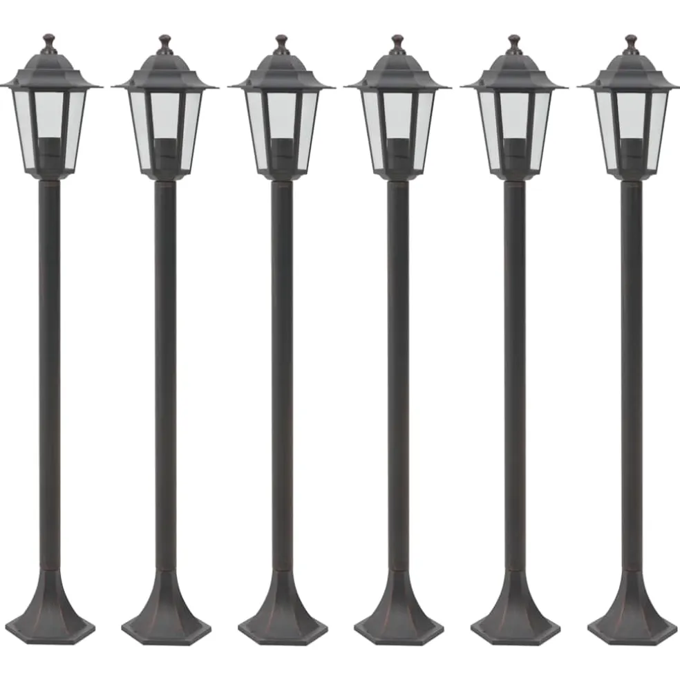 vidaXL Paalverlichting voor tuin E27 110 cm aluminium brons 6 st