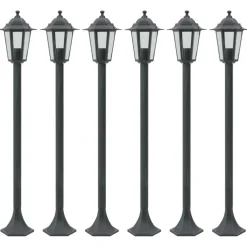 vidaXL Paalverlichting voor tuin E27 110 cm aluminium donkergroen 6 st