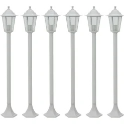 vidaXL Paalverlichting voor tuin E27 110 cm aluminium wit 6 st