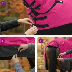 vidaXL Paardendeken Roze en Zwart 75 cm Polyester