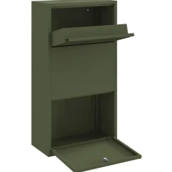 vidaXL Pakket inwerp box met opslag Olijf Groen 44 x 22 x 82 cm Staal