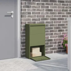 vidaXL Pakket inwerp box met opslag Olijf Groen 44 x 22 x 82 cm Staal