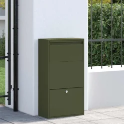 vidaXL Pakket inwerp box met opslag Olijf Groen 44 x 22 x 82 cm Staal