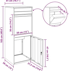vidaXL Pakket inwerp box met opslag Antraciet 41 x 38 x 103 cm Staal