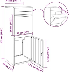 vidaXL Pakket inwerp box met opslag Antraciet 41 x 38 x 103 cm Staal