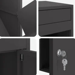 vidaXL Pakket inwerp box met opslag Zwart 41 x 38 x 103 cm Staal