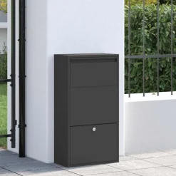 vidaXL Pakket inwerp box met opslag Zwart 44 x 22 x 82 cm Staal