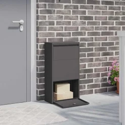 vidaXL Pakket inwerp box met opslag Zwart 44 x 22 x 82 cm Staal