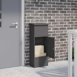 vidaXL Pakket inwerp box met opslag Zwart 44,5 x 29 x 110,5 cm Staal