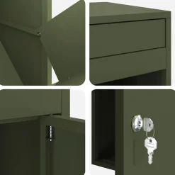 vidaXL Pakket inwerp box met opslag Olijfgroen 41 x 38 x 103 cm Staal