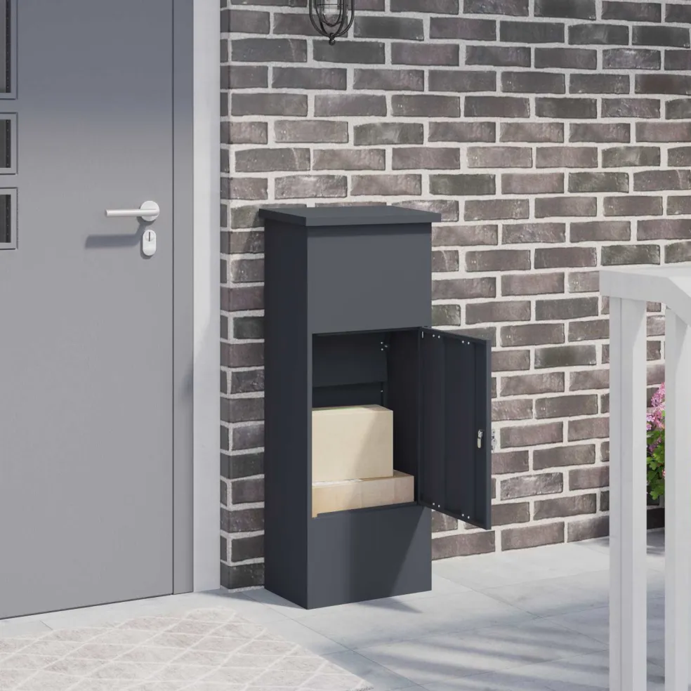 vidaXL Pakket inwerp box met slot Antraciet 44,5 x 29 x 110,5 cm Staal
