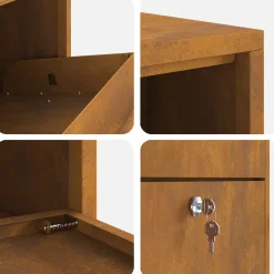 vidaXL Pakket inwerp box met slot Roestig 44 x 22 x 82 cm Cortenstaal