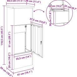 vidaXL Pakket inwerp box Olijfgroen 44,5 x 29 x 110,5 cm Staal