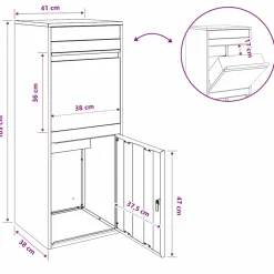 vidaXL Pakket inwerp box zilver 41 x 38 x 103 cm Gegalvaniseerd staal