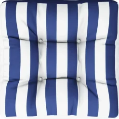 vidaXL Palletkussen gestreept 50x50x12 cm stof blauw en wit