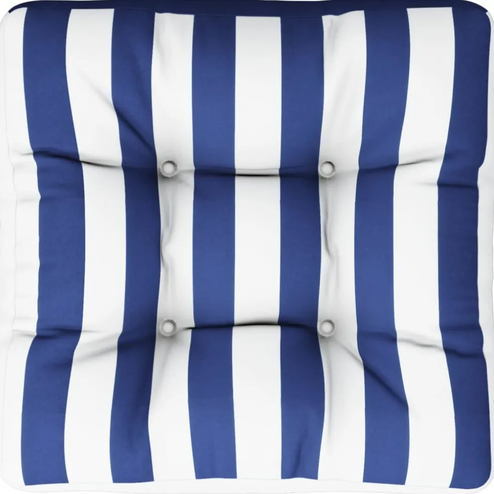 vidaXL Palletkussen gestreept 50x50x12 cm stof blauw en wit