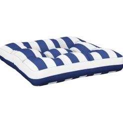 vidaXL Palletkussen gestreept 50x50x12 cm stof blauw en wit