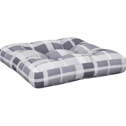 vidaXL Palletkussens 2 st ruitpatroon stof grijs