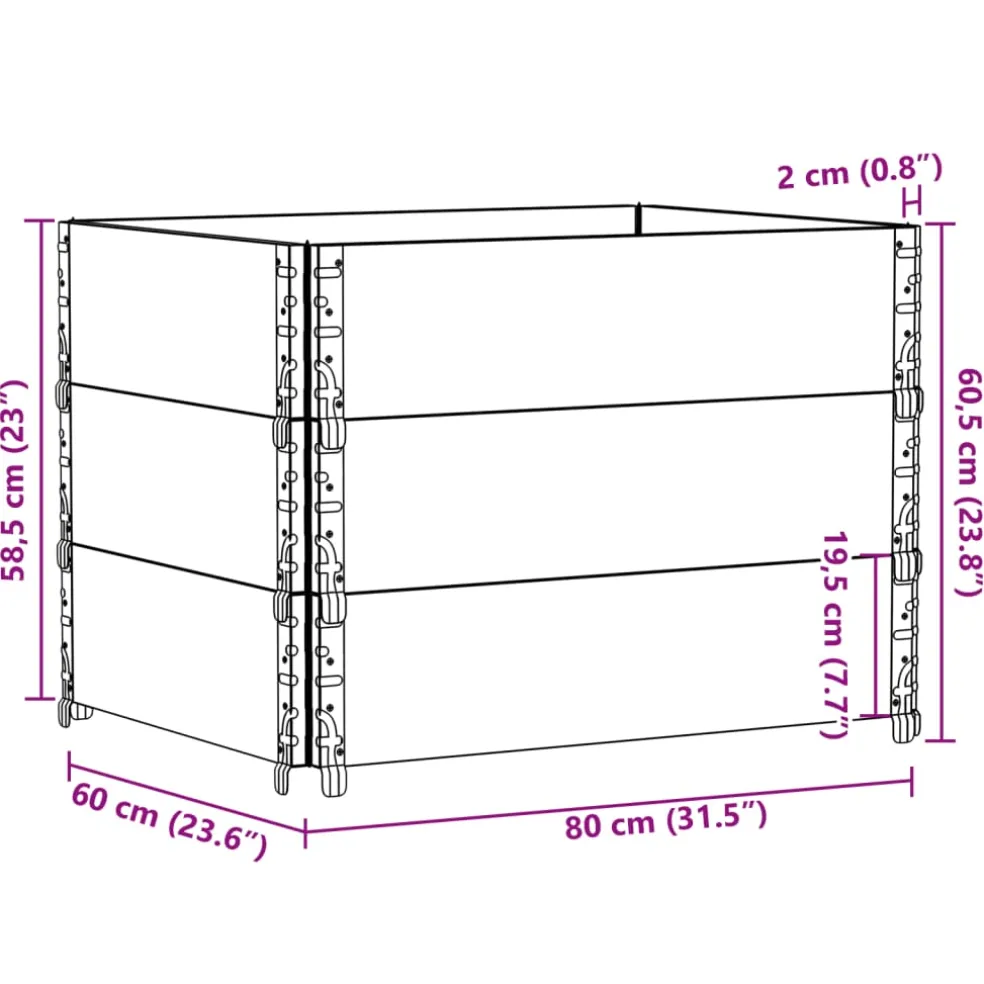 vidaXL Palletopzetranden 3 st 80x60 cm massief grenenhout grijs