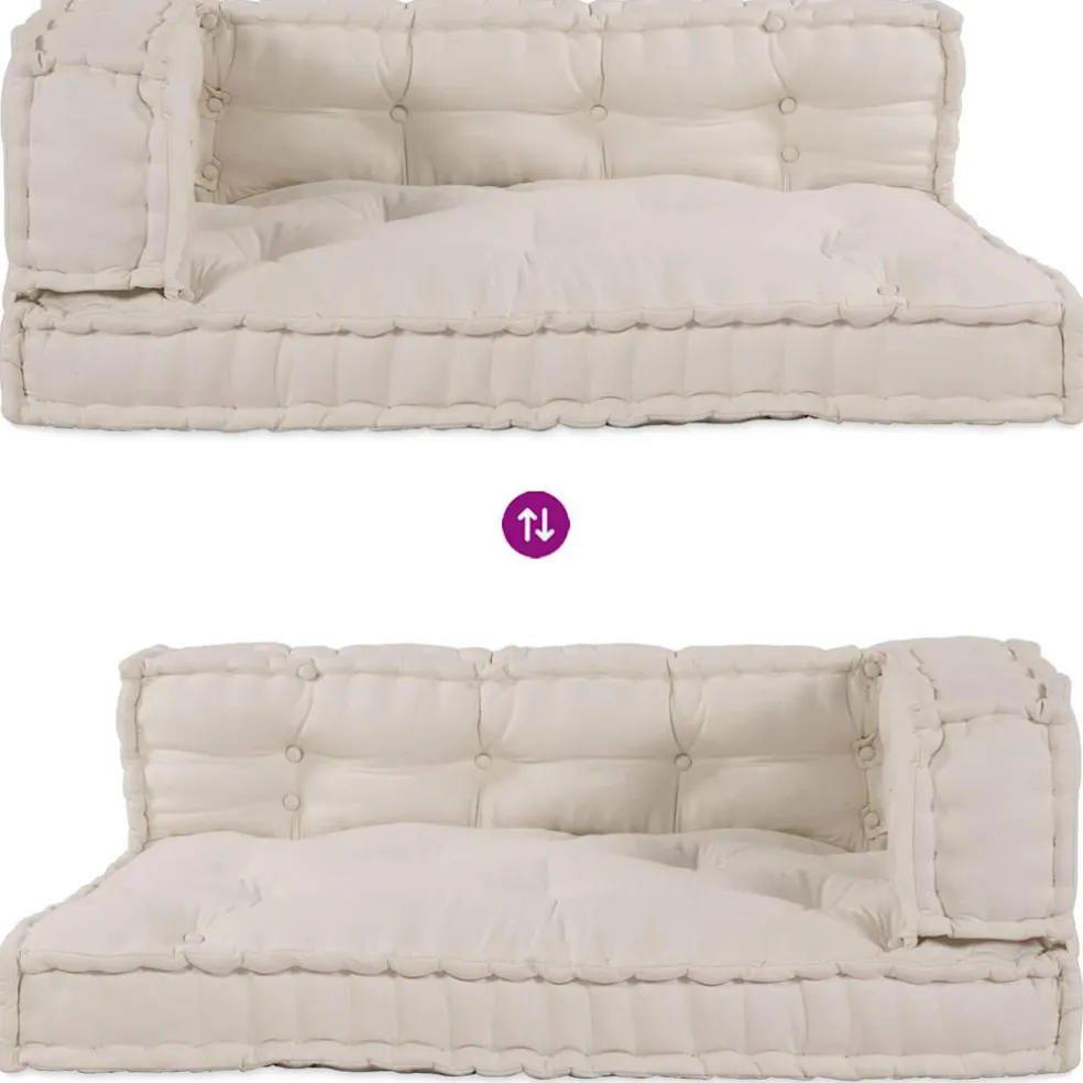 vidaXL Pallet Sofa Kussen 3 st Stof Crèmekleurig 120 x 80 x 34 cm