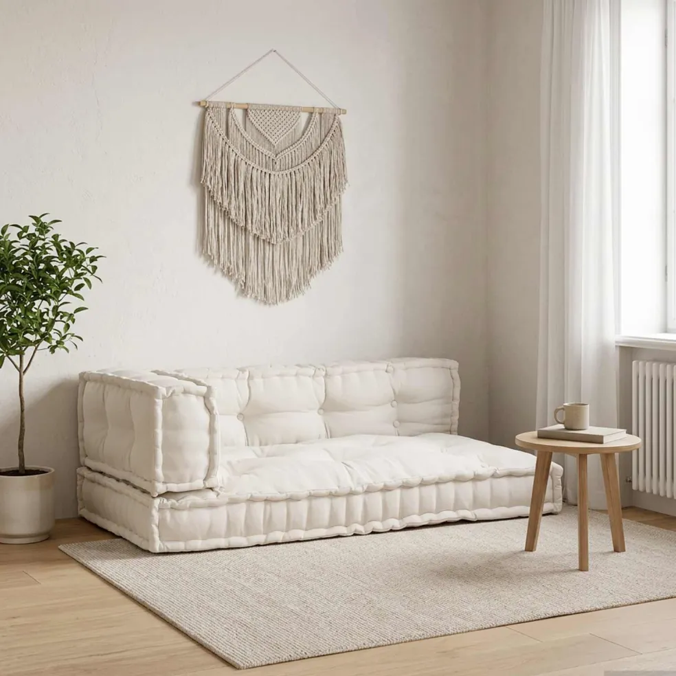 vidaXL Pallet Sofa Kussen 3 st Stof Crèmekleurig 120 x 80 x 34 cm