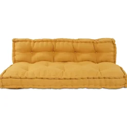 vidaXL Pallet Sofa Kussen 2 st Stof Geel 120 x 80 x 38 cm