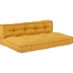 vidaXL Pallet Sofa Kussen 2 st Stof Geel 120 x 80 x 38 cm