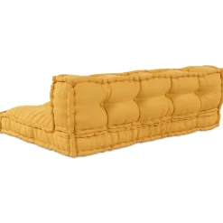 vidaXL Pallet Sofa Kussen 2 st Stof Geel 120 x 80 x 38 cm