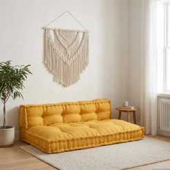 vidaXL Pallet Sofa Kussen 2 st Stof Geel 120 x 80 x 38 cm