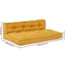 vidaXL Pallet Sofa Kussen 2 st Stof Geel 120 x 80 x 38 cm
