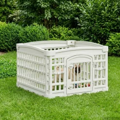 vidaXL 4 Paneel Hond Speelhekje 60 x 60 x 38 cm Kunststof Wit