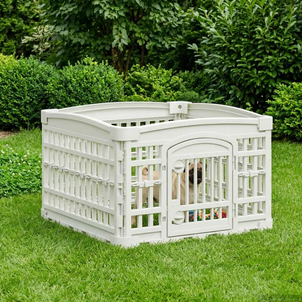 vidaXL 4 Paneel Hond Speelhekje 60 x 60 x 38 cm Kunststof Wit