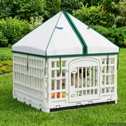 vidaXL 4 Panelen Honden Speelweide met Dak 122 x 106,5 x 82 cm Wit