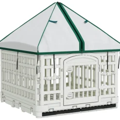 vidaXL 4 Panelen Honden Speelweide met Dak 122 x 106,5 x 82 cm Wit