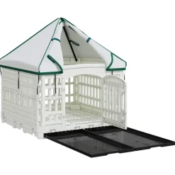 vidaXL 4 Panelen Honden Speelweide met Dak 122 x 106,5 x 82 cm Wit