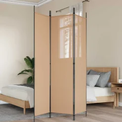 vidaXL 3-Panel Room Divider Beige 150 x 200 cm Stof