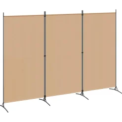vidaXL 3-Panel Room Divider Beige 260 x 180 cm Stof