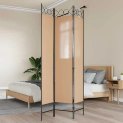 vidaXL 3-Panel Room Divider Beige 120 x 200 cm Stof