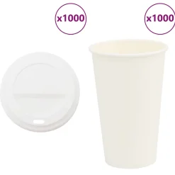 vidaXL Papieren koffiekopjes met deksel 1000 st 16oz 400 ml
