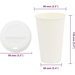 vidaXL Papieren koffiekopjes met deksel 1000 st 16oz 400 ml