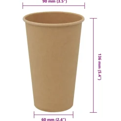 vidaXL Papieren koffiekopjes 1000 st 16oz 400 ml bruin