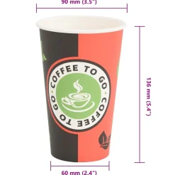 vidaXL Papieren koffiekopjes 1000 st 16oz 400 ml rood en zwart
