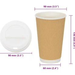 vidaXL Papieren koffiekopjes met deksel 1000 st 16oz 400 ml