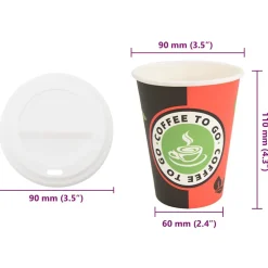 vidaXL Papieren koffiekopjes met deksel 1000 st 8oz 200 ml